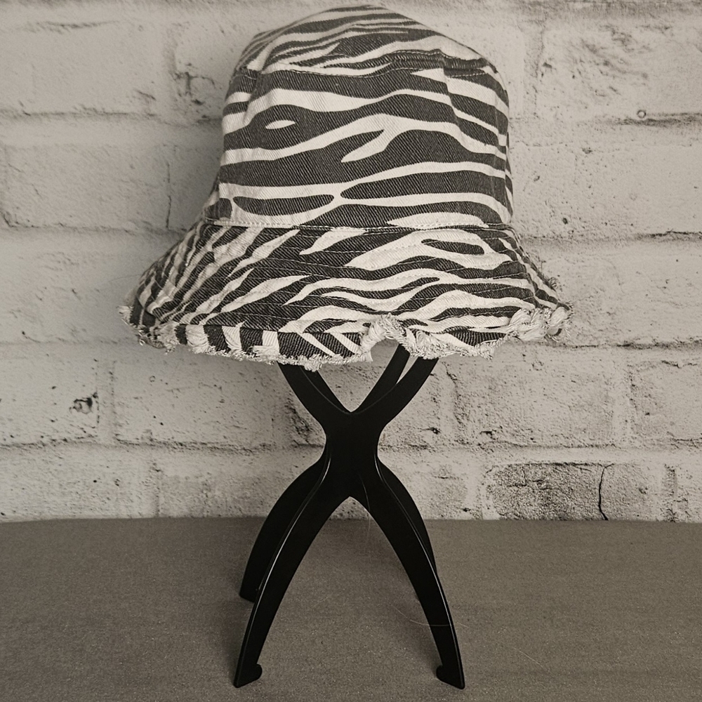 Open Edit Black White Zebra Print Bucket Hat One Size